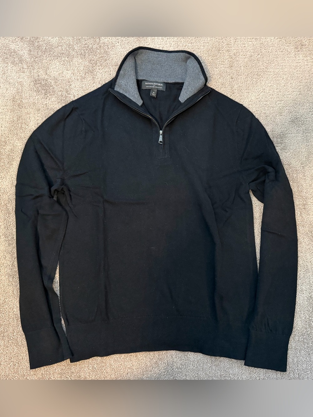 Banana Republic Men's Black Quarter-Zip Sweater - Luxe Sweater Collection
